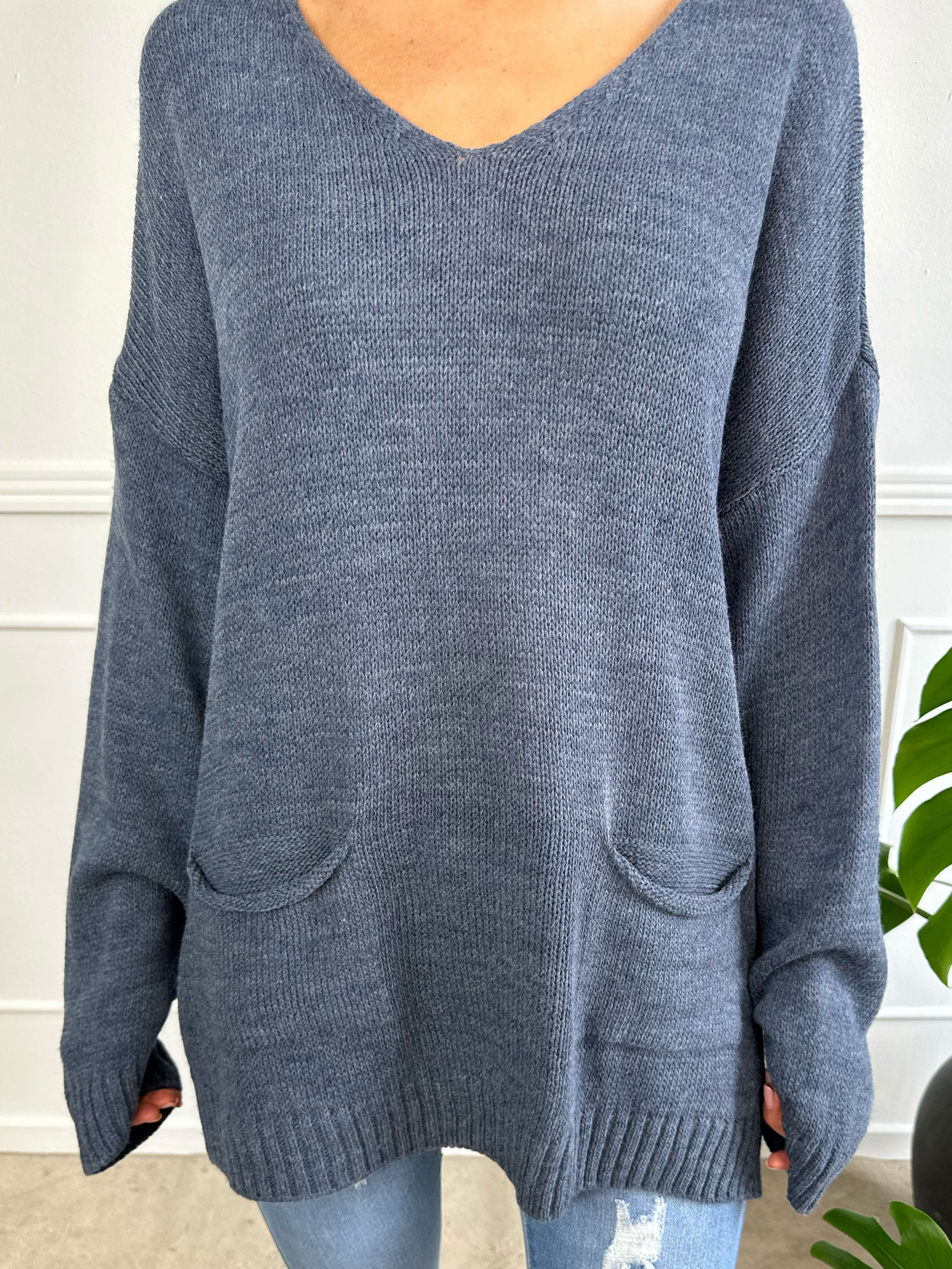 Shaima - Simpel oversized strik med lommer